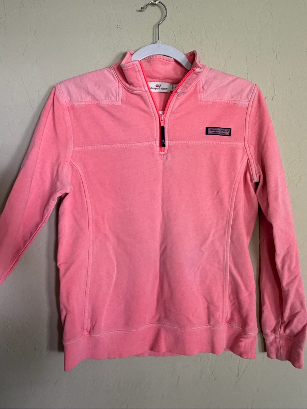 Vineyard Vines Coral Pink Pullover with Logo Patch